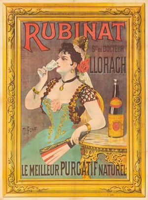 Cartell publicitari de les aigües Rubinat - Llorach, de principis del segle XX.