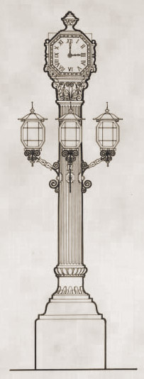 Secció del rellotge-fanal del centre del mercat, segons els plànols originals. Arxiu Contemporàni de Barcelona