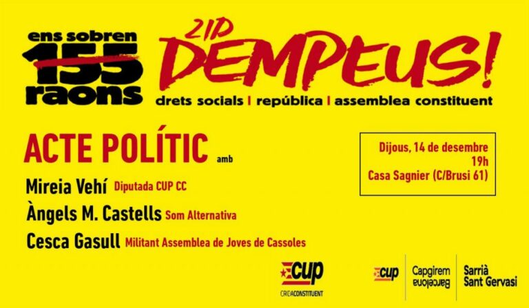 Acte de Campanya: La CUP a Sarrià – Sant Gervasi