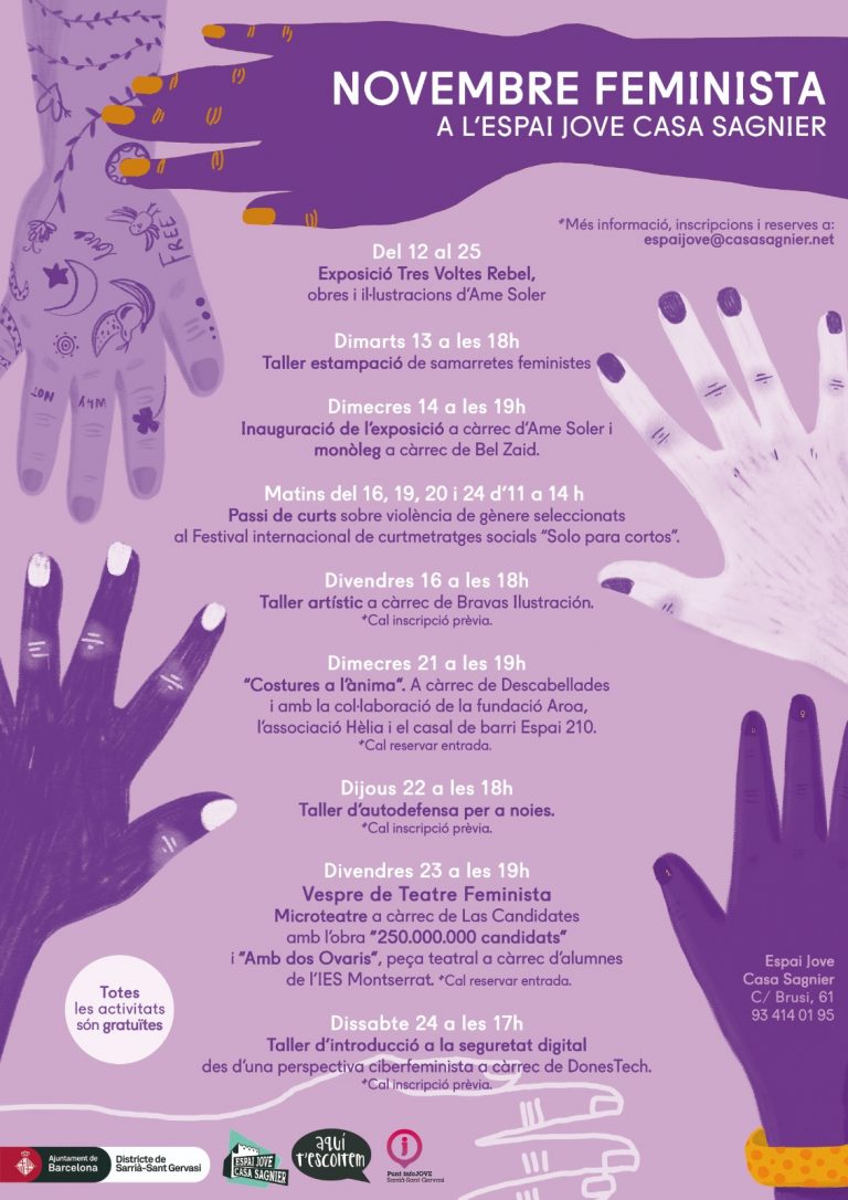 25N: “Novembre feminista” a l’Espai Jove Casa Sagnier