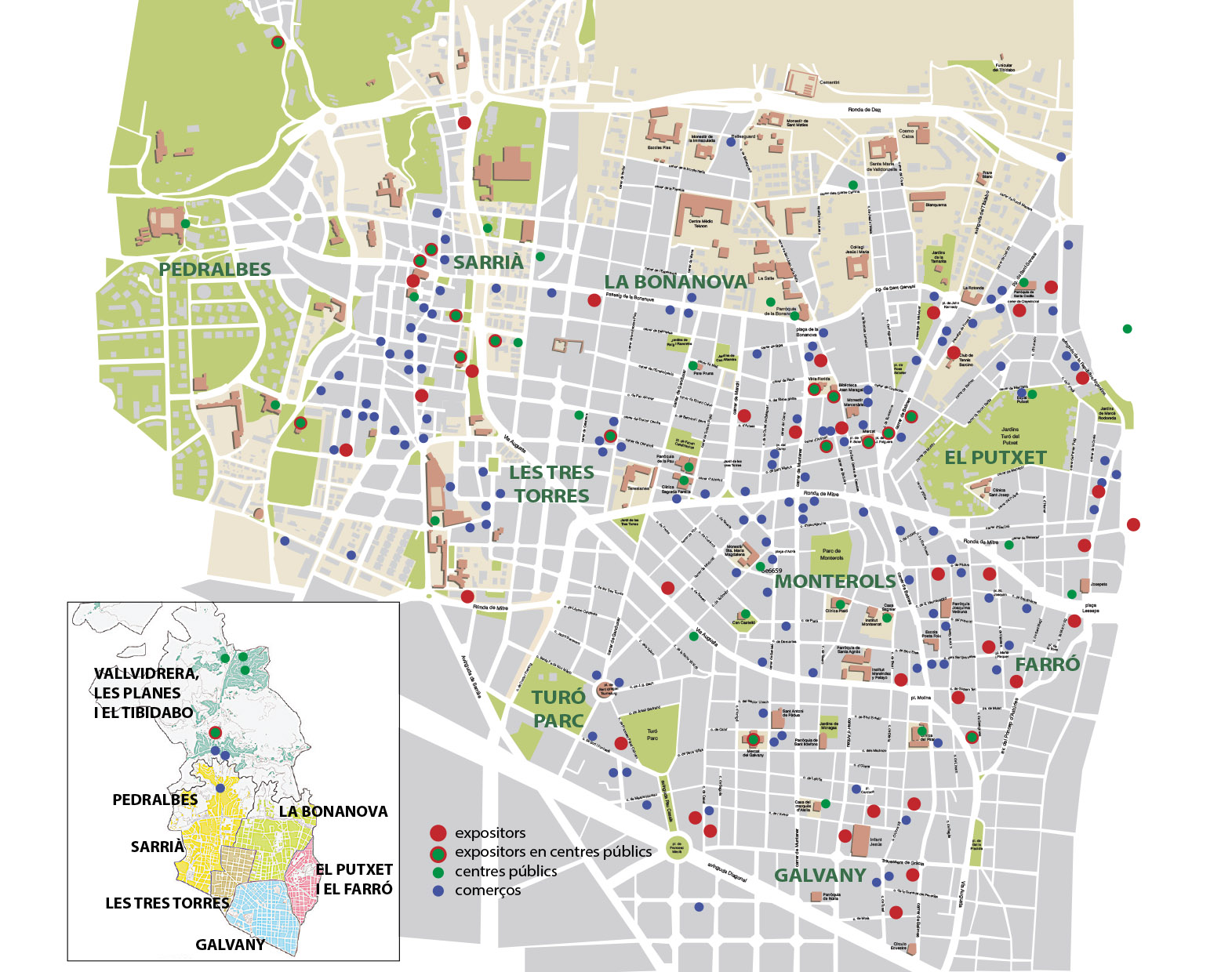 Punts de distribució d'El Jardí de Sant Gervasi i Sarrià