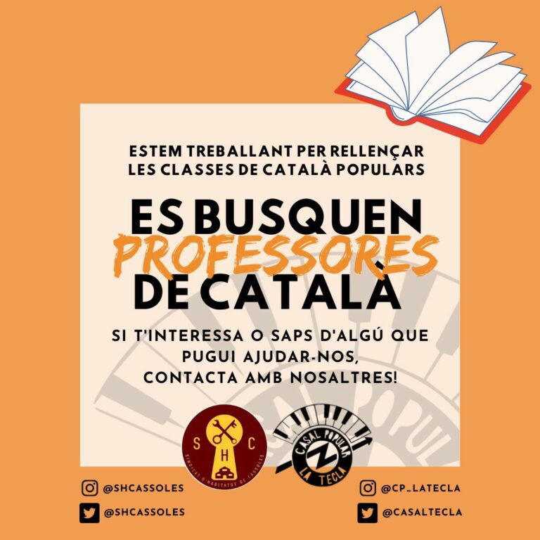 La Tecla i el Sindicat de Cassoles busquen professors de català per engegar classes populars