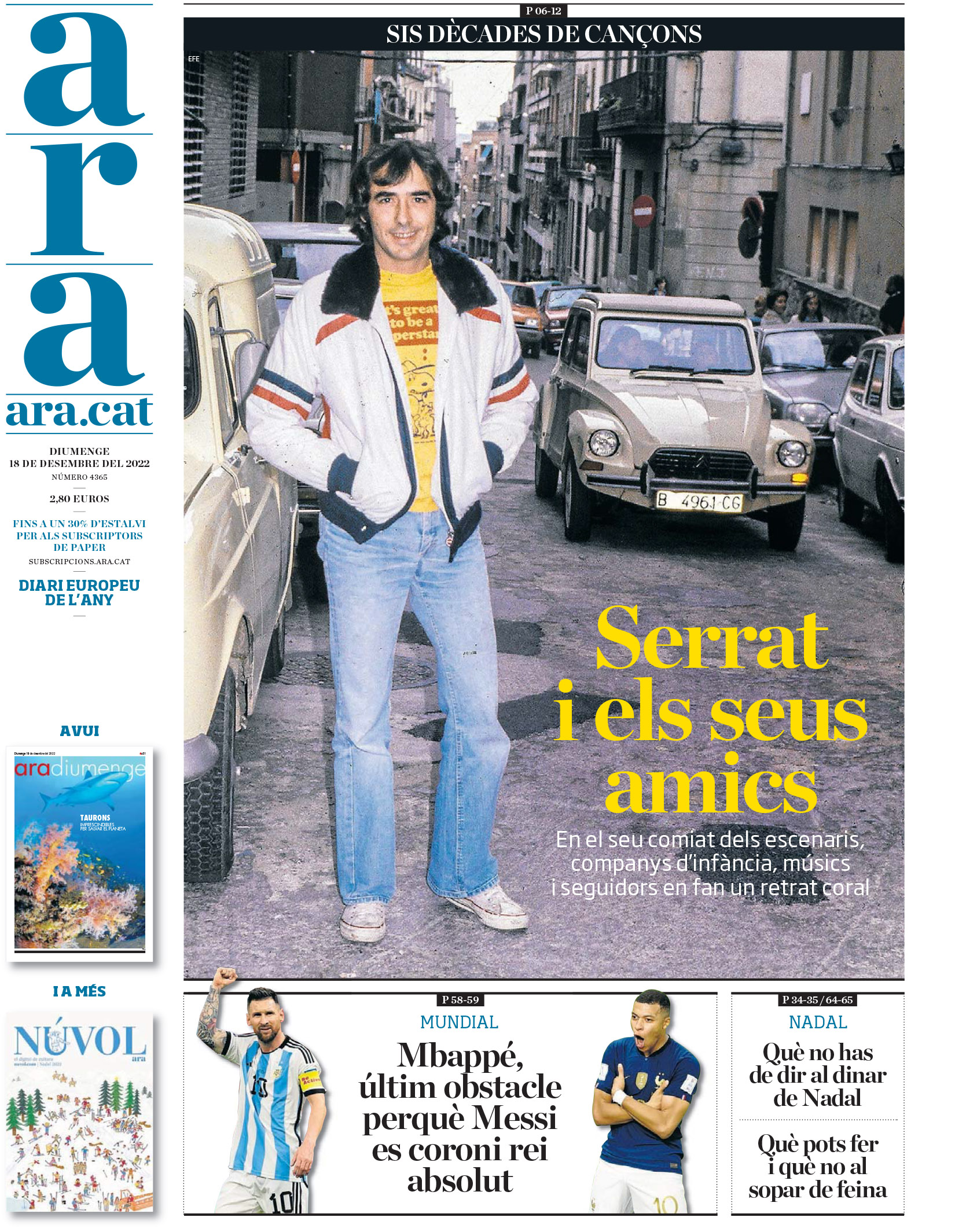 Serrat a la portada de l'Ara