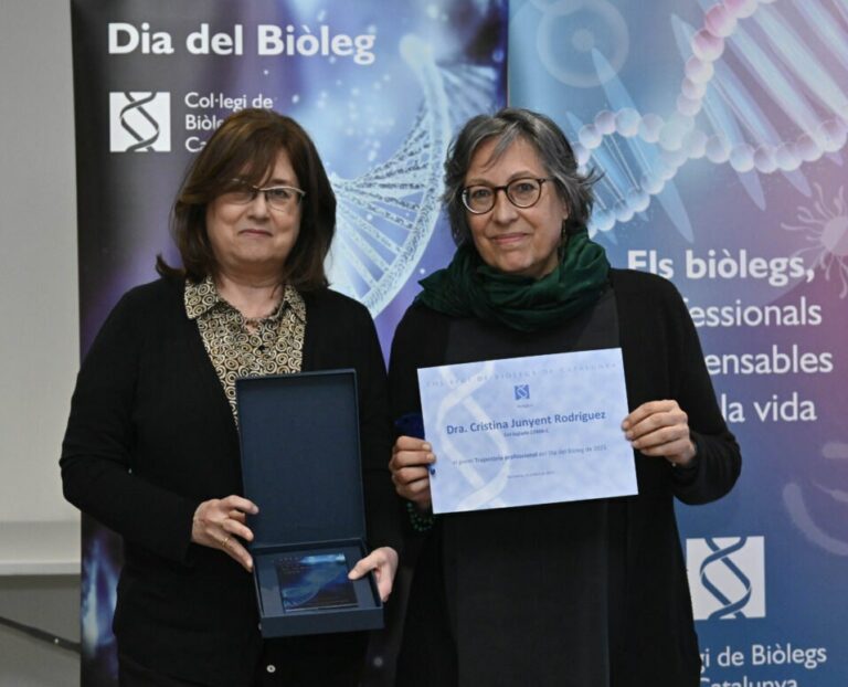 Cristina Junyent, premi a la trajectòria professional del Col·legi de Biòlegs de Catalunya