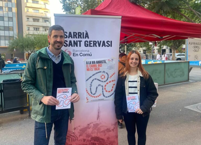 BComú critica el PSC per qüestionar el carril bici de la Via Augusta: “Prioritzen el cotxe”