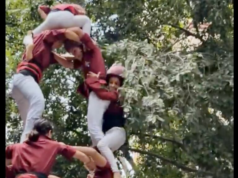 Els Castellers de Sarrià protagonitzen el vídeo del cap de setmana amb un arbre